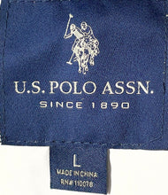 Load image into Gallery viewer, U.S. Polo Assn Mens Red White Navy Blue Colorblock Puffer Jacket Size Large