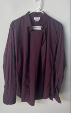Load image into Gallery viewer, Zara Mens Burgundy Collared Long-Sleeve Slim-Fit Button-Up Shirt Size Large