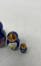 Load image into Gallery viewer, Blue Wooden Floral Hand Painted Russian Traditional Matryoshka Nesting Doll