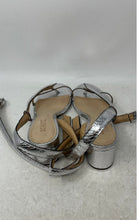 Load image into Gallery viewer, Schutz Womens Silver Leather Open Toe Block Heel Slingback Sandals Size 7B