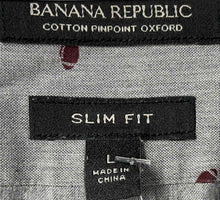Load image into Gallery viewer, Banana Republic Mens Gray Cotton Long Sleeve Slim-Fit Button-Up Shirt Size L