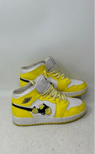 Load image into Gallery viewer, Nike Kids Air Jordan 1 Mid SE Yellow White Mid Top Lace-Up Sneaker Shoes Size 6Y