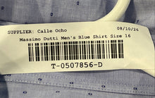 Load image into Gallery viewer, Massimo Dutti Mens Blue Geometric Long Sleeve Spread Collar Dress Shirt Size 16
