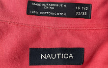 Load image into Gallery viewer, Nautica Mens Coral Cotton Long Sleeve Collared Dress Shirt Size 16 1/2
