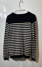 Load image into Gallery viewer, Zara Womens Black White Striped Long Sleeve Crew Neck Blouse Top Size Large