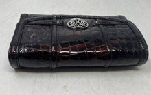 Load image into Gallery viewer, Brighton Womens Brown Croc-Embossed Patent Leather Crossbody Bag No Strap