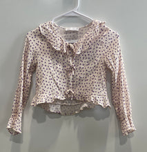 Load image into Gallery viewer, Zara Girls Pink Purple Floral Long Sleeve Tie Front Cropped Blouse Top Size 9