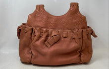 Load image into Gallery viewer, Adrienne Vittadini Womens Light Brown Pebbled Leather Magnetic Shoulder Handbag