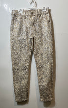 Load image into Gallery viewer, Express Womens Beige Silver Snakeskin Print Mid Rise Skinny Leg Jeans Size 00S