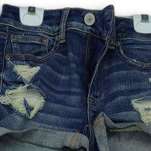 Load image into Gallery viewer, American Eagle Womens Blue Stretch Denim Distressed Cuffed Cut Off Shorts Size 2