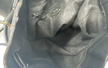Load image into Gallery viewer, Authentic Furla Womens Black Silver Leopard Print Drawstring Bucket Bag Damaged