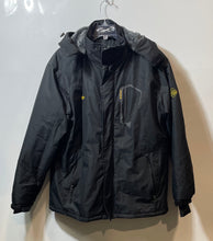 Load image into Gallery viewer, Wantdo Mens Black Hooded Zipped Pockets Long Sleeve Waterproof Ski Jacket Size L