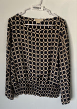 Load image into Gallery viewer, Michael Kors Womens Blue Khaki Long Sleeve Round Neck Blouse Top Size P/L