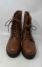Load image into Gallery viewer, Qupid Womens Brown Leather Round Toe Lace-Up Ankle Combat Boots Size 9