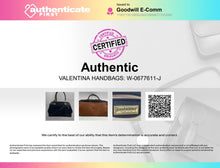 Load image into Gallery viewer, Authentic Valentina Womens Black Brown Genuine Leather Satchel Handbag Stained