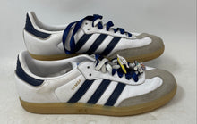 Load image into Gallery viewer, Adidas Girls Samba OG JI4464 White Blue Lace-Up Low Top Sneakers Shoes Size 6