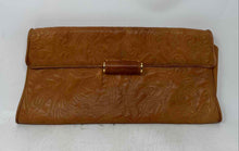 Load image into Gallery viewer, BCBGMAXAZRIA Womens Brown Paisley Embossed Chain Strap Clutch Purse