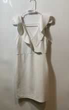 Load image into Gallery viewer, Guess Womens White Ruffle V-Neck Sleeveless Pullover Mini Dress Size Small