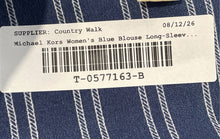 Load image into Gallery viewer, Michael Kors Womens Blue Striped Long Sleeve Front Zip Blouse Top Size 1X
