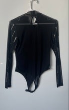 Load image into Gallery viewer, Lizette Collection Womens Black Long Sleeve Rhinestone Bodysuit Size Large