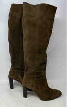 Load image into Gallery viewer, Zara Womens Brown Suede Round Toe Pull-On Block Heel Knee High Boots Size EUR 37