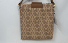 Load image into Gallery viewer, Milan Womens Brown Monogram Leather Double Zipper Crossbody Purse With Tag