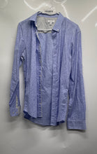 Load image into Gallery viewer, Calvin Klein Mens Blue Lilac Leaf Print Long Sleeve Button-Up Shirt Size M