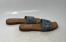 Load image into Gallery viewer, Steve Madden Womens Kaiya Blue Denim Floral Cut-Out Slip-On Slide Sandals Sz 7.5