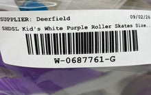 Load image into Gallery viewer, SHDSL Kids White Purple Ratchet Buckle 4 Wheels Roller Skates Size Small