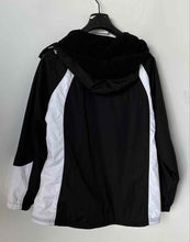 Load image into Gallery viewer, Free Country Womens Black And White Hooded Full-Zip Windbreaker Jacket Size 2X