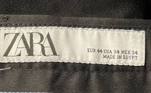 Load image into Gallery viewer, Zara Mens Black Slash Pockets Button Front Belt Loops Trousers Pants Size 34
