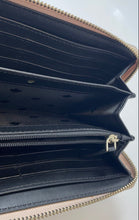 Load image into Gallery viewer, Kate Spade New York Womens Beige Black Leather Card Holder Zip-Around Wallet