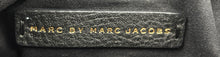 Load image into Gallery viewer, Authentic Marc By Marc Jacobs Womens Black Gold-Tone Crossbody Bag Stained