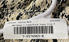 Load image into Gallery viewer, Mango Womens Cream Black Abstract Long Sleeve V-Neck Midi A-Line Dress Size 8