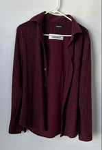 Load image into Gallery viewer, Express Mens Maroon Floral Long Sleeve Collared Button-Up Shirt Size Small