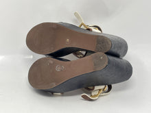 Load image into Gallery viewer, Authentic Tory Burch Womens Brown Blue Wedge Ankle Strap Sandals Size 5M Damaged