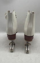 Load image into Gallery viewer, Riedell Unisex Kids White Brown Leather Figure Ice Skates Size 2M With Case