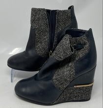 Load image into Gallery viewer, Authentic Tory Burch Womens Cherie Black Side Zip Wedge Ankle Bootie Size 7M