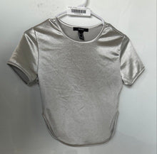 Load image into Gallery viewer, Forever 21 Womens Silver Short Sleeve Crew Neck Blouse Top Size Medium