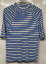 Load image into Gallery viewer, Ann Taylor Womens Blue White Striped Short Sleeve Pullover Sweater Size M