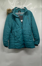Load image into Gallery viewer, Wantdo Womens Teal Long Sleeve Fur Trim Full-Zip Hooded Parka Jacket Size Large