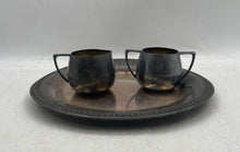 Load image into Gallery viewer, Lot Of 3 Pcs Vintage Antique Silver Tone Sugar & Cream Jar And Tray Set