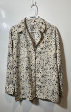 Load image into Gallery viewer, A New Day Womens Beige Black Dalmatian Dot Satin Long Sleeve Button-Up Shirt S