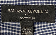Load image into Gallery viewer, Banana Republic Mens Blue Micro Check Soft Wash Button-Up Shirt Size 2XL