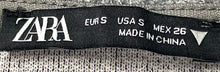 Load image into Gallery viewer, Zara Womens Gray Knitted Long Sleeve Round Neck Cropped Blouse Top Size S