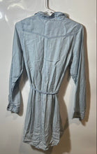Load image into Gallery viewer, Forever 21 Womens Blue Denim Long Sleeve Collared Tie Waist Shirt Dress Size M