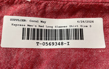 Load image into Gallery viewer, Express Mens Red Long Sleeves Collared Chest Pockets Button-Up Shirt Size Small