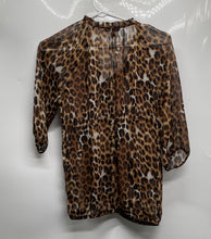 Load image into Gallery viewer, Express Womens Brown Leopard Print Short Sleeve Button Front Blouse Top Size XS