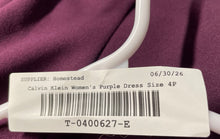 Load image into Gallery viewer, Calvin Klein Womens Purple Chiffon Long Bell Sleeve Back-Zip Sheath Dress Sz 4P