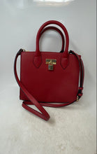 Load image into Gallery viewer, Aldo Womens Red Leather Detachable Strap Top Zipper Satchel Handbag